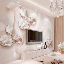 Beibehang-telón de fondo personalizado, gran fresco, cinta rosa, joyería de cisne de cristal, hoja 3d, TV, papel tapiz verde, papel de pared 2024 - compra barato