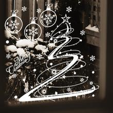 Счастливого Рождества приближается дерево звезды снег наклейки на стены гостиной магазин окна домашний декор новый год виниловая настенная живопись 2024 - купить недорого