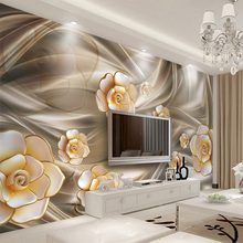 3D Wallpaper European Style Luxury Flower Jewelry Background Wall Covering Living Room TV Hotel Interior Decor Mural Wall Papers 2024 - buy cheap
