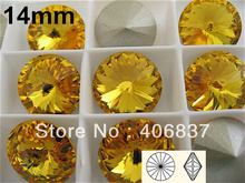 100pcs/Lot, 14mm Topaz Crystal Rivoli Stones, Free Shipping! Chinese Top Quality Crystal Rivoli 2024 - buy cheap