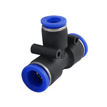 Pneumático 10mm para 8mm One Touch Conector T Em Forma de Encaixe Rápido Preto Azul 2024 - compre barato