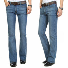 Джинсы мужские 2020 весна и осень мужские талии эластичные расклешенные брюки мужские микро-брюки зауженные джинсы цвет: темно-синий светло-голубой 2024 - купить недорого