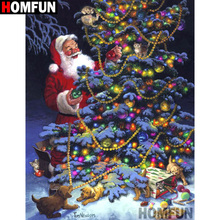 HOMFUN-pintura de diamante 5D DIY "paisaje de Santa Claus", bordado de diamantes de imitación cuadrados o redondos, estilo punto de cruz 5D, decoración del hogar, A17720 2024 - compra barato