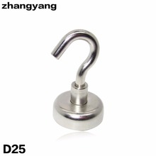 Zhangyang-gancho magnético de neodímio super n52, gancho forte de 1 peça com força de tração vertical de 22kg, 25mm x 43 mm 2024 - compre barato