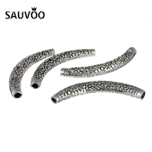 SAUVOO 10Pcs/lot 10x67mm Long Metal Curved Tube Beads Antique Silver European Spacer Beads For DIY Jewelry Making Findings 2024 - buy cheap