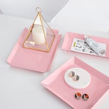 Pink Metal cupcake tray rectangle tools for party decoration perfume/ makeup/jewelry storage rings plate sweet table supplier 2024 - buy cheap