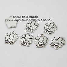 Antique Silver Metal Zinc Alloy Pig Charms Fit DIY Jewelry Animal Pig Pendant Charms Making 30pcs/lot 16*20mm 7705 2024 - buy cheap