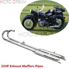 Motorcycle 32HP Chrome Front & Rear Fishtail Exhaust Muffler Pipes Retro 750cc Silencer For BMW K750 M1 M72 R71 R12 Ural Sidecar 2024 - buy cheap