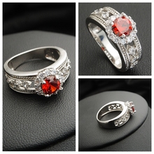 Yunkingdom encantos moda anéis de ouro branco cor zircônia cúbica anéis de cristal vermelho para festa feminina anillos 2024 - compre barato