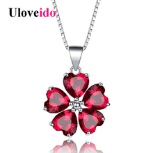 Uloveido ожерелье с красным сердцем и кулонами, ожерелье с кулоном из кубического циркония, женское ювелирное изделие из стерлингового серебра 925 пробы с цепочкой в коробке, YJ371 2024 - купить недорого