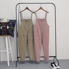 Gowyimmes-Mono de pana para mujer, peto de cintura alta con bolsillos, pantalones con tirantes, pantalón de talla grande PD413, otoño 2024 - compra barato