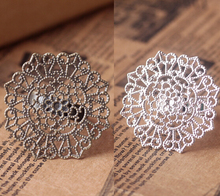 10pcs 30mm Silver Plated Copper Metal Round Flower Filigree Flat Pad Adjustable Ring Blank Base for DIY Jewelry 2024 - buy cheap