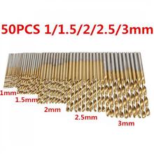 50pcs/lot HSS Titanium Coated High Speed Steel Drill Bit 1 / 1.5 / 2 / 2.5 / 3mm 2024 - buy cheap