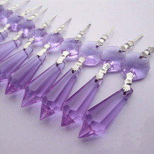 Hot Selling 100pcs/lot 80mm Purple AAA Crystal Glass Beads With Trimming For Chandelier Birthday Party Cake Topper Decoration 2024 - buy cheap