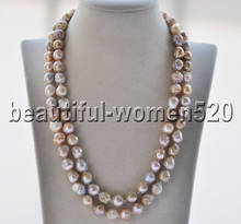Z8952 2Strands 12mm Almost Round PInk-Lavender Edison Pearl Necklace 21inch 2024 - buy cheap