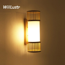 Luz de pared de bambú hecha a mano, candelabro de madera Original, pasillo, vestíbulo, escalera, casa de té, Bistro, mesita de noche, lámpara de estilo japonés 2024 - compra barato