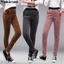 2018 winter warm fleece Velvet High waist casual pants corduroy pants trousers harem trousers stretch Slim large size 27-34 2024 - buy cheap