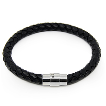 Высококачественный черный браслет из натуральной кожи для мужчин, магнитный браслет с застежкой, модные ювелирные изделия 2024 - купить недорого
