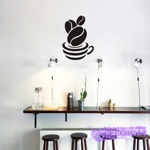 Etiqueta do café Adesivo Decalque Do Feijão Café Xícara de Vinil Arte Decalques de Parede Decoração Mural Ruptura de Café Adesivo 2024 - compre barato