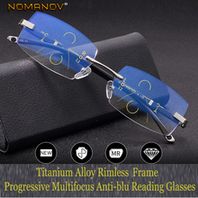 NOMANOV = Progressive Multifocal Reading Glasses Titanium Alloy Rimless TR90 Cut  See Near And Far TOP 0 ADD +0.75 To +3 2024 - buy cheap