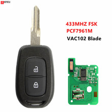 Keyecu 2 buttons remote car key 433mhz with PCF7961M HITAG AES Chip for Renault Sandero Dacia Logan Lodgy Dokker Duster 2016 2024 - buy cheap