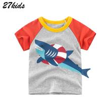 27kids Shark Put into life Boys Children T-Shirts for Boys Clothes 2-9Years Kids Tops Clothing Tees Shirts Summer T Shirts 2024 - buy cheap