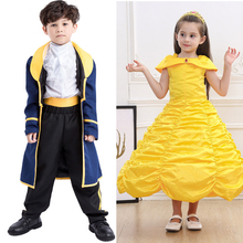 HOT Kids Beauty and the Beast Cosplay Prince Adam Boys Costumes Cosplay Party Girls Belle Princess Dress uniform halloween Dress 2024 - buy cheap
