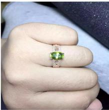 Anel feminino peridoto natural, anel com pedra preciosa 6*8mm em prata esterlina 925 2024 - compre barato