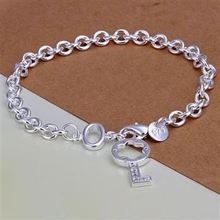 silver bracelet, 925 fashion silver plated jewelry inlaid Key bracelet /JDFFKDNGH301 IBWRNGUS 2024 - buy cheap