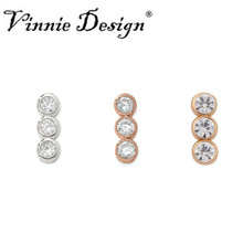 Vinnie Design Jewelry Sparkling Trio Slide Charms fit on Keeper Bracelet Keys for Bracelets Necklace 10pcs/lot 2024 - buy cheap
