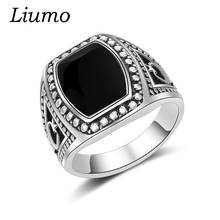 Мужское Винтажное кольцо Liumo, черное кольцо из сплава в мусульманском стиле с Луной и звездой Lr493 2024 - купить недорого