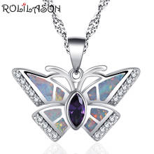 ROLILASON Animal shape white Fire Opal silver color  for girl Necklace pendant for women party Fashion Jewelry OP818 2024 - buy cheap