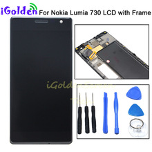 For Nokia Lumia 730 LCD Display Frame Screen Touch Panel For Lumia 730 735 LCD Digitizer Assembly Replacement Parts + tools 2024 - buy cheap