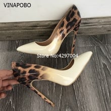 Vinapobo 2018 New sexy night club party wedding shoes women Leopard print thin high heels slip on pointed toe 12cm stiletto pump 2024 - buy cheap