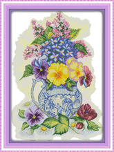 Three Color Vase Flower Canvas Cross Stitch Kits Art Crafts Accurate Printed Embroidery DIY Handmade Needle Work Home Decor 2024 - buy cheap