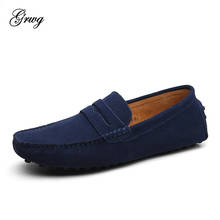 GRWG 100% Genuine Cowhide Leather Men Shoes 2019 New Men Flats Spring Flat moccasins Man Casual Shoes 10 Colors Plus Size 38-47 2024 - buy cheap