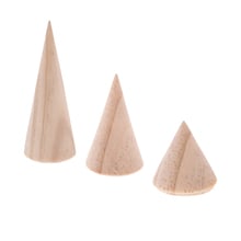 3 Pieces Natural Unpainted Wooden Cone Ring Bearer Jewelry Display Holder Decoupage DIY 2024 - buy cheap