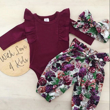 Conjunto de roupas de princesa para meninas, roupas de outono com macacão, calça floral e tiara para bebê 2024 - compre barato
