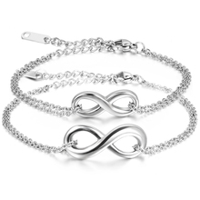 BONISKISS 316L Couple Lover Stainless Steel Infinity Bracelet Charm Bracelets with Gift Bag Silver Color  Bangle Jewelry Bijoux 2024 - buy cheap