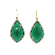 Geometric big Green stone dangling drop earring for women luxury Gem european women fashion ear wire stone earrings 2024 - buy cheap