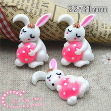 Easter Day cute Bunny rabbit with egg 10pcs/lot 22*31mm Flat back decoration free shipping R803-2 2024 - buy cheap