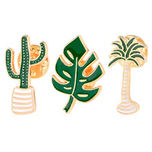 Cactus Coconut Tree Leaves Decorative Clothing Cartoon Pins Badge 3pcs Lovely Badge Plant Potted Collar Shoe Lips Enamel Brooch 2024 - buy cheap