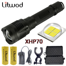 Litwod-linterna LED Z20 P78 Original, chip de lámpara de 32w, 3200lm, potente lente de zoom, táctica, batería 10000 de 26650 mAh, CREE XHP70 2024 - compra barato