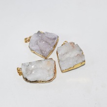 Pingente geodo dourado feminino, acessórios para fazer joias moldura de cristal de quartzo dourada 2024 - compre barato