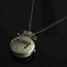wholesale  price good quality new cute fashion vintage retro money bag wallet pocket watch necklace with chain hour 2024 - buy cheap