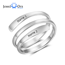 Anillos ajustables de acero inoxidable grabados, joyería de aniversario para amantes, 2 colores, regalo personalizado, 2 nombres, (JewelOra RI103747) 2024 - compra barato