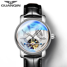 2019 relojes GUANQIN sapphire watch tourbillon automatic mechanical leather wrist men watches calendar swim 50m watch 2024 - buy cheap