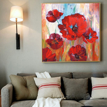 Pinturas en lienzo de flores abstractas Rojas grandes para pared, cuadros modernos con flores e impresiones, impresiones artísticas en lienzo para pared de salón 2024 - compra barato