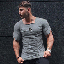 New Fashion Summer Ripped Hole T Shirt Men Cotton Breathable Clothing Mens Tight Short Sleeve Fitness t-shirt slim fit Gyms Tees 2024 - buy cheap