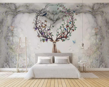 Beibehang-papel tapiz personalizado, foto nórdica retro vintage de alce en forma de corazón, Fondo de mármol, murales de sala de estar y dormitorio, papel tapiz 3d 2024 - compra barato